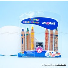 تصویر پاستل مدادی 6 رنگ همراه با تراش Schoolfans FA92459